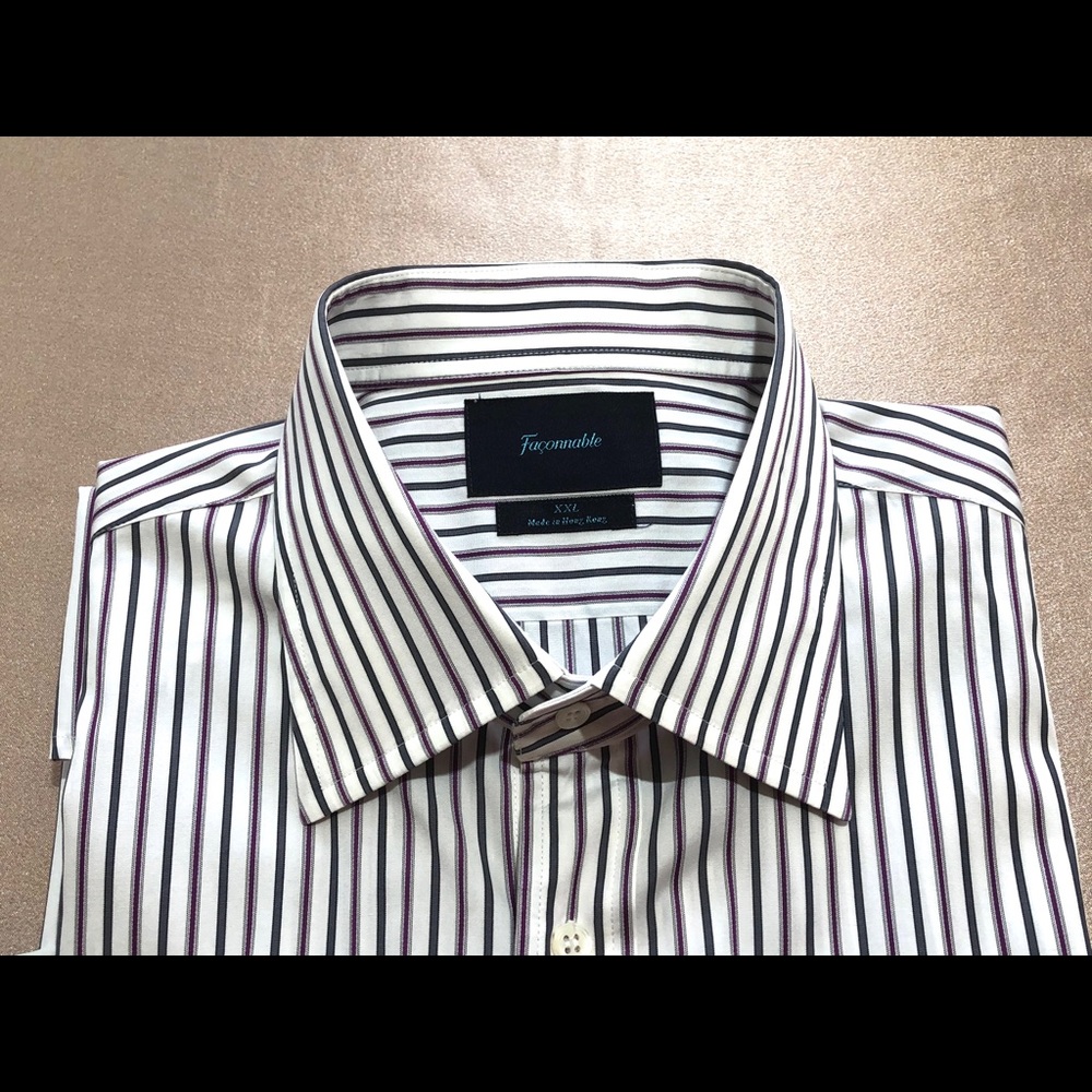 NWOT. FACONNABLE LONG SLEEVE SHIRT WHITE GREY XXL